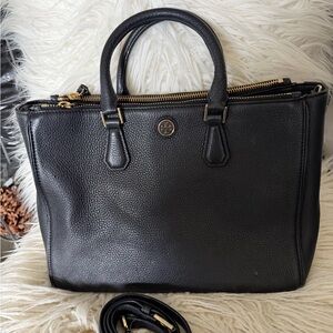 Tory Burch Black Pebbled Leather Satchel